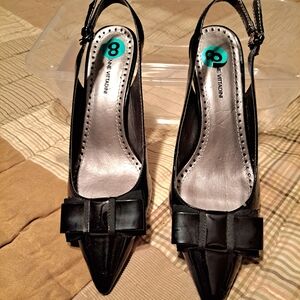 Elegant Black Patent Leather Slingback Heels